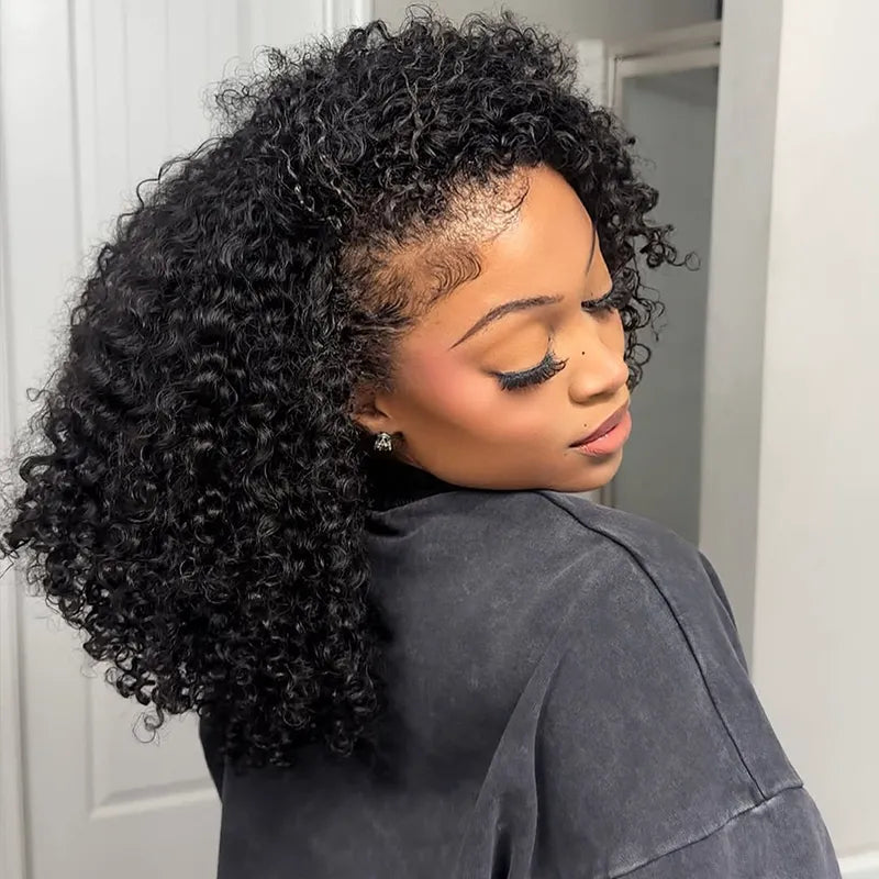 4C Edge Hairline 3.0 Half Wig with Drawstring Kinky Curly Ready To Go Wig 3 in 1 Half Wig Human Hair Affordable Wig - Image 3