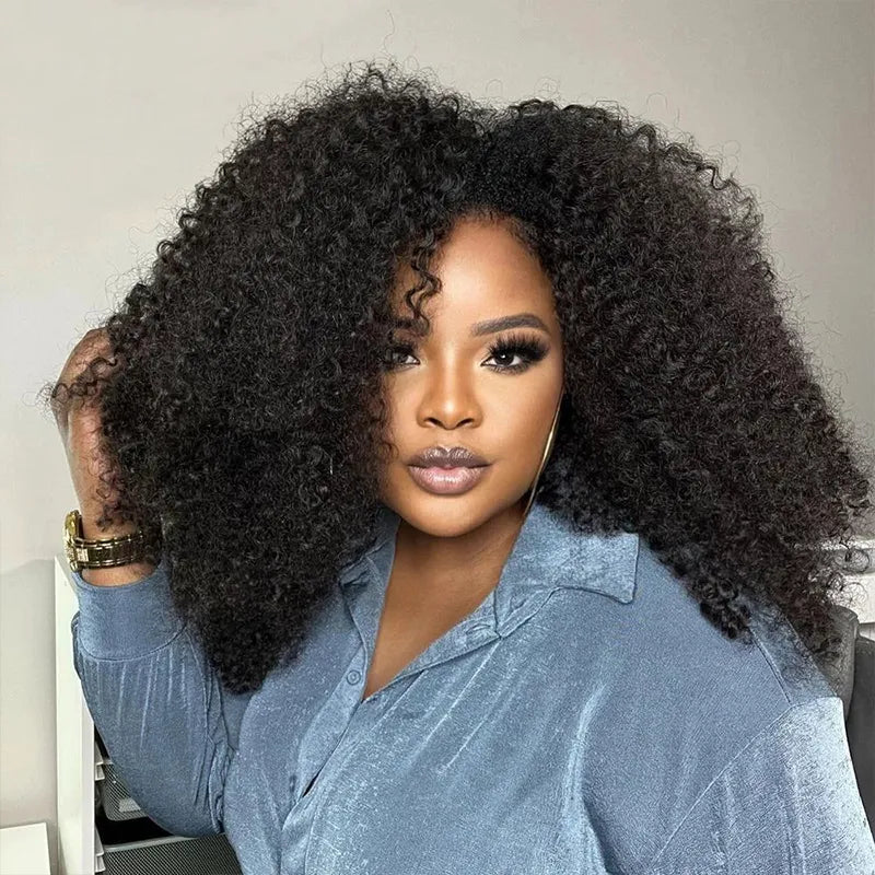 4C Edge Hairline 3.0 Half Wig with Drawstring Kinky Curly Ready To Go Wig 3 in 1 Half Wig Human Hair Affordable Wig - Image 15