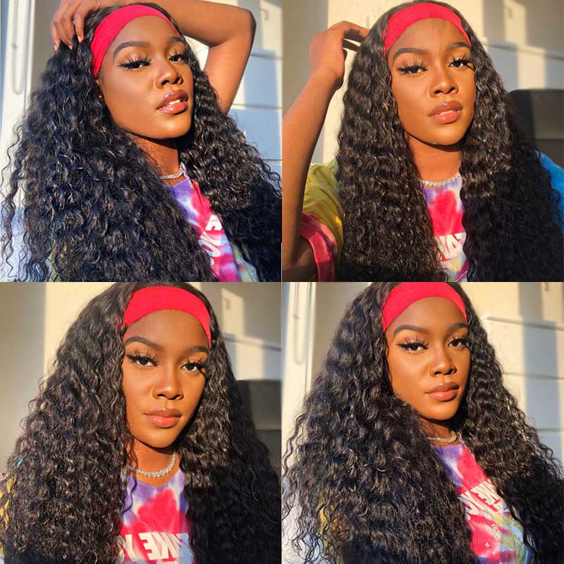 BOGO Headband Wig Glueless 10A Virgin Human Hair Natural Color 180% Density - Image 2