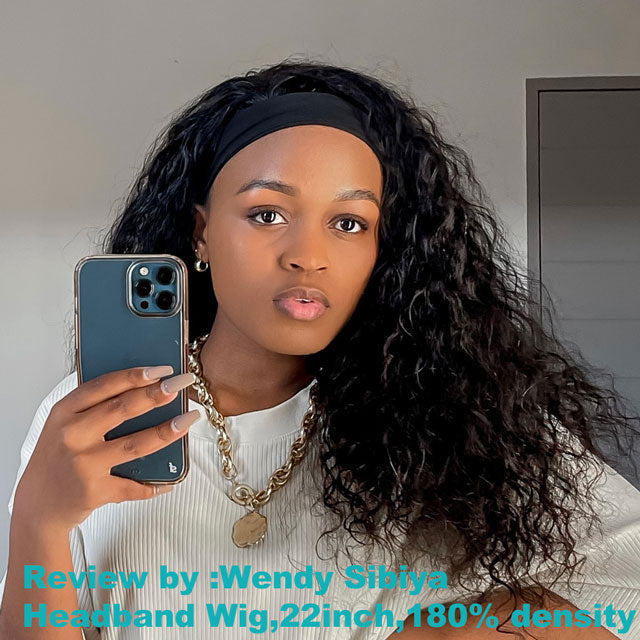 BOGO Headband Wig Glueless 10A Virgin Human Hair Natural Color 180% Density - Image 4