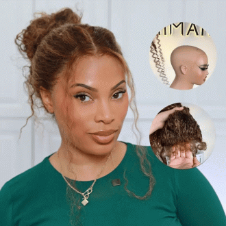 Salon-Free Water Wave High-Bun Highlight Wig with Spiral Curls 360 Skin Lace Frontal Invisi Strap Glueless Wig