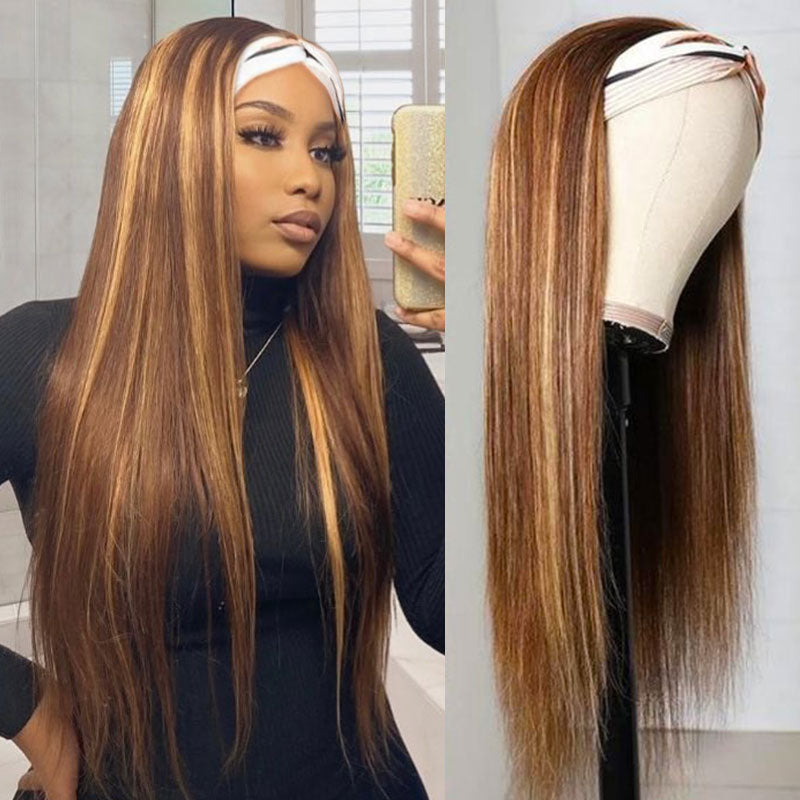 Highlight Piano Color Headband Glueless Wig 180% Brazilian Human Hair Luxurious Customization - Image 3