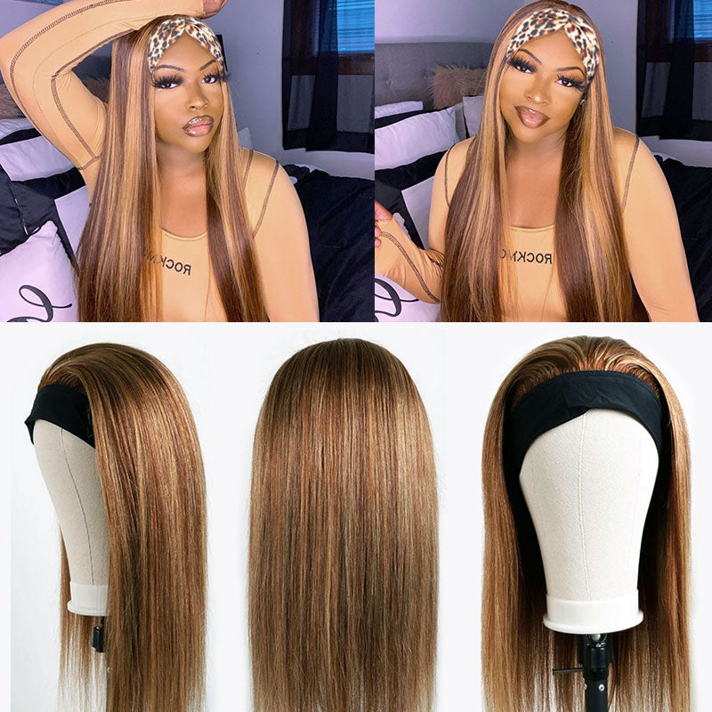 Highlight Piano Color Headband Glueless Wig 180% Brazilian Human Hair Luxurious Customization - Image 4
