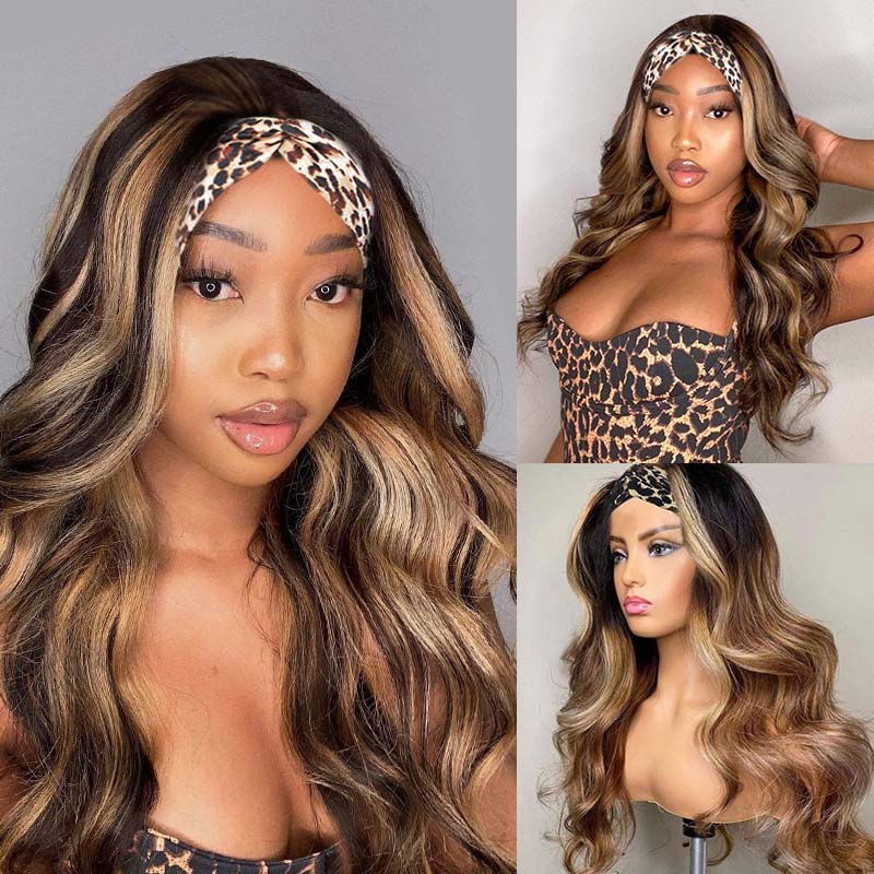Highlight Piano Color Headband Glueless Wig 180% Brazilian Human Hair Luxurious Customization - Image 2
