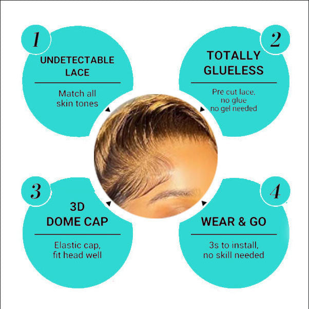 Boho-Chic Ready to Wear Breathable Highlight Water Wave 100% Glueless Wig Human Hair with Pre Cut Lace & Plucked Hairline & Bleached Knots - Image 12