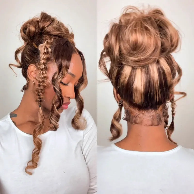 Pre-Everything Brown Highlights Straight Human Hair Wigs Invisi Strap Snug Fit 360 Lace Frontal Wig - Image 2