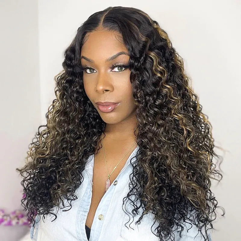 Trendy Ready to Wear Blonde Highlight Glueless Pre Cut Lace Body Wave Wigs with Pre Plucked Hairline & Bleached Knots - Image 8