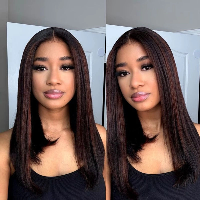 Highlight Yaki Straight Bob 13x4 Lace FrontalPre Everthing 6x4.5 / 4x4 Lace Clsoure Human Hair Wig - Image 2