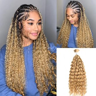 Ashimary #27 Honey Blonde Deep Wave Bulk Human Hair Extensions For Knotless Braiding 3pcs/pack