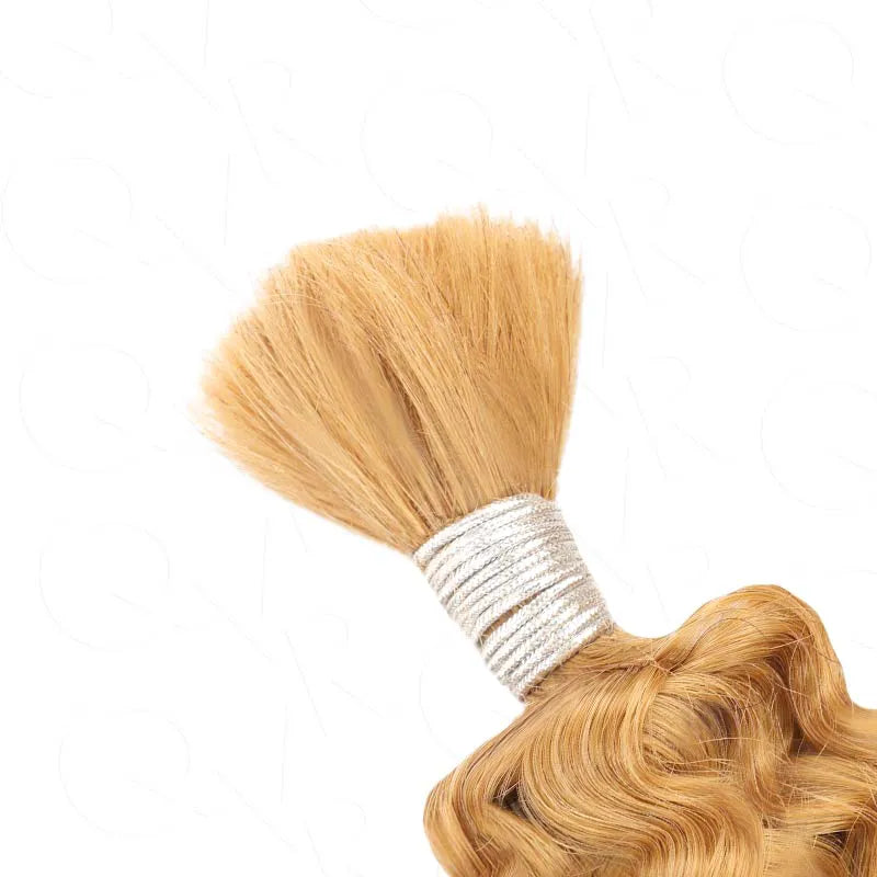 Ashimary #27 Honey Blonde Deep Wave Bulk Human Hair Extensions For Knotless Braiding 3pcs/pack - Image 6