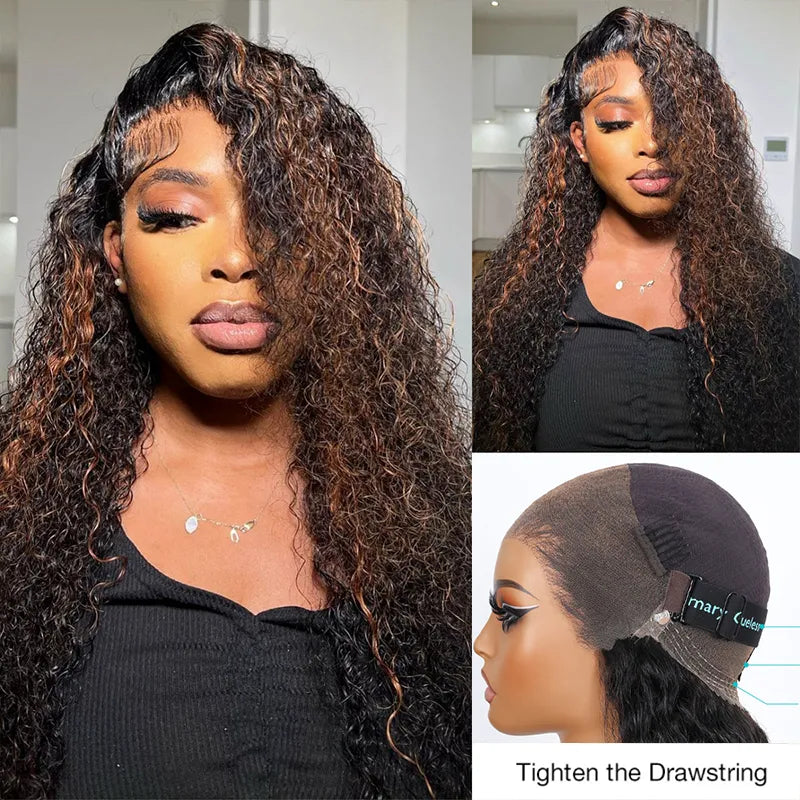 Ashimary 360 Skin Lace Cozy Invisi Strap Deep Wave Dark Highlight Pre Everthing 360 Lace Frontal Glueless Install Wig - Image 2