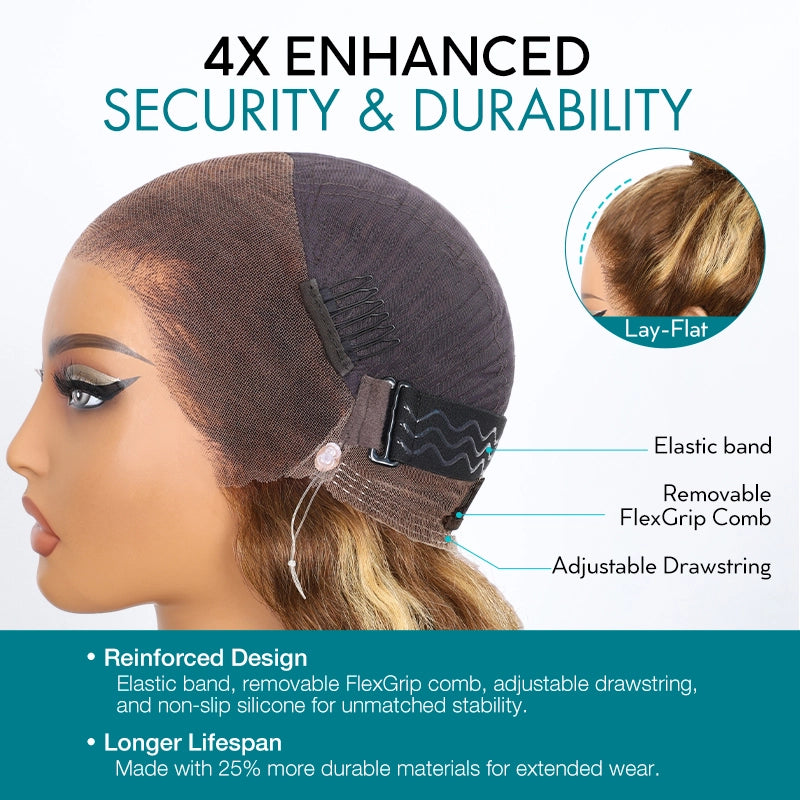 Water Wave Highlight Ombre Color Invisi Strap Snug Fit 360 Skin Lace Frontal Wig Glueless Human Hair - Image 21