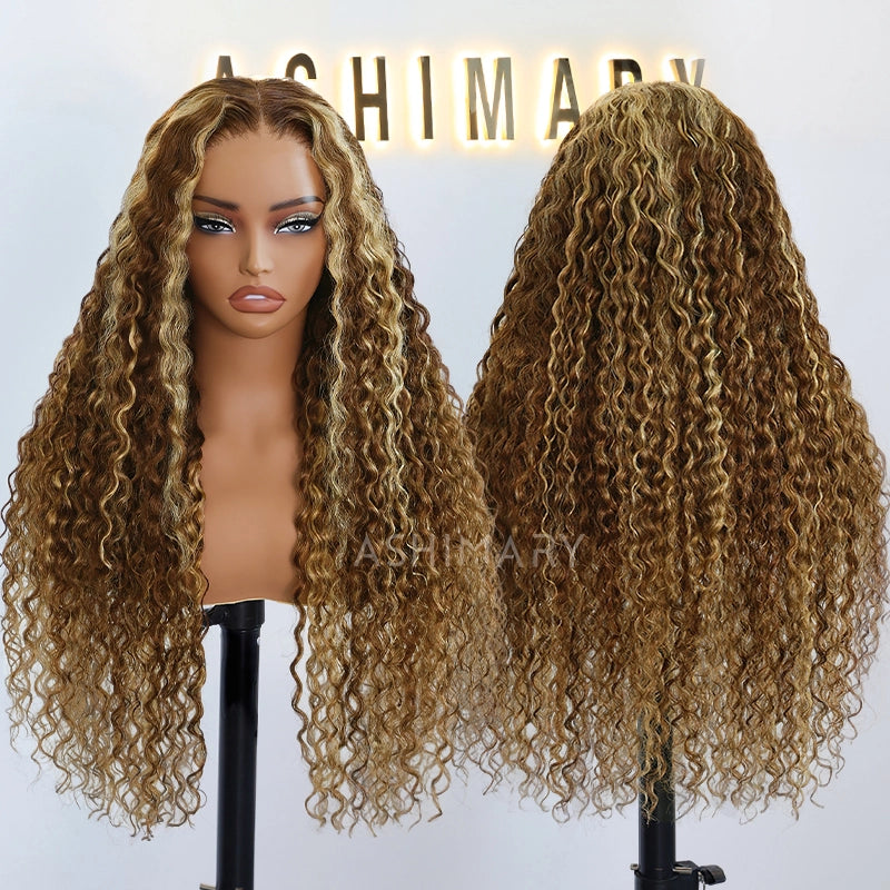 Water Wave Highlight Ombre Color Invisi Strap Snug Fit 360 Skin Lace Frontal Wig Glueless Human Hair - Image 13