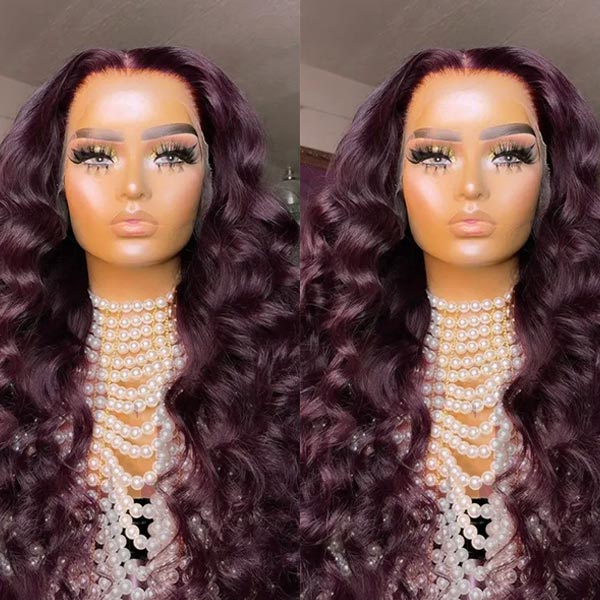 Deep Wave Dark 99J Burgundy 13*4 13*6 Frontal Wigs Ashimary Virgin Hair For Women - Image 4