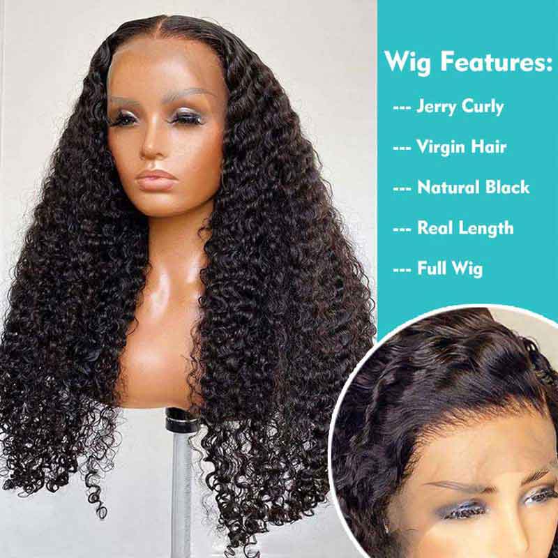 Long Wig | Jerry Curly 13x4 Transparent HD Lace Frontal Wig Human Hair 28-38 Inch - Image 8