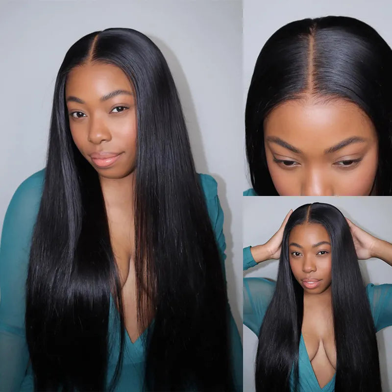 40 Inch Silky Straight Lace Wig Glueless and Sleek Natural Black 100% Human Hair Long Length - Image 4