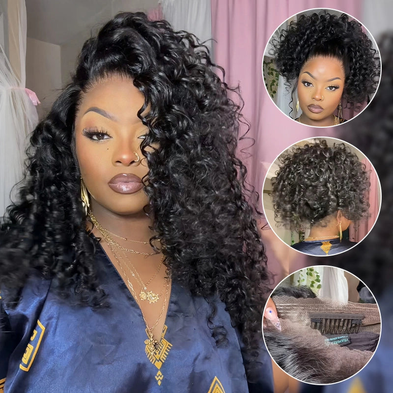 Deep Wave Invisi Strap Snug Fit 360 Transparent Lace Frontal BleachedKnots Pre Cut Lace Wig - Image 2