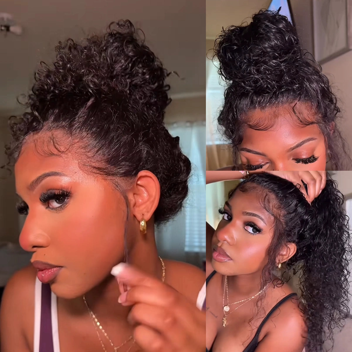 Water Wave Invisi Strap Snug Fit 360 Transparent Lace Frontal Bleached Knots Pre Cut Lace Wig - Image 4