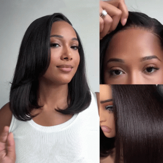 Wear Go Yaki Straight Glueless Bob Wig Pull Go Pre Cut Lace Wig Natural Human Hair Wig