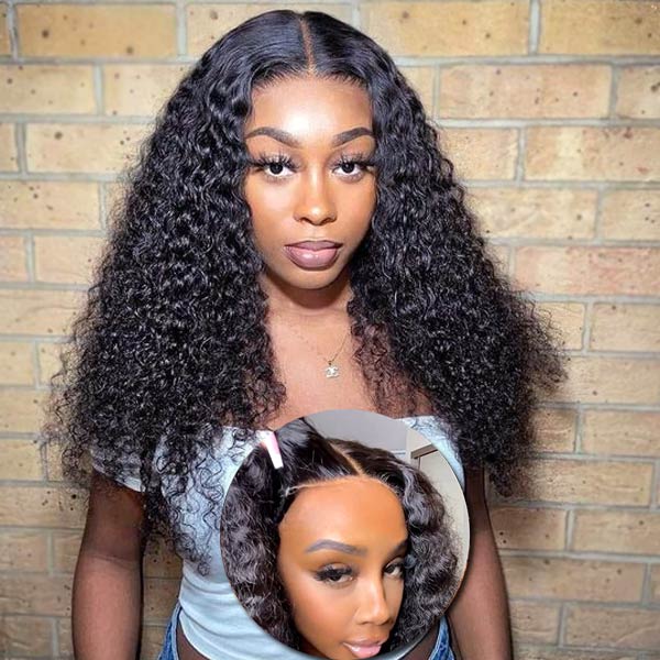 0 Skill Glueless Wear And Go Jerry Curly HD Transparent Lace Closure Wig Pre-Cut Lace & Bleached Knots - Image 2