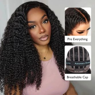 Air Wig| Ashimary Pre-Cut 13x4 Undetectable Lace Wear Go Glueless Jerry Curly Wig Pre Bleach Knots & Plucked Hairline