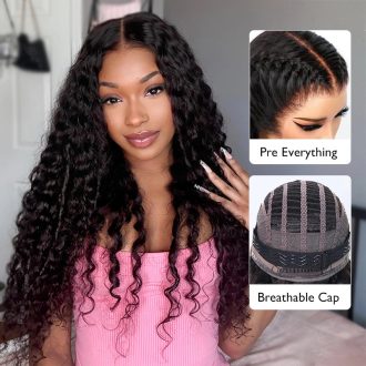 Air Wig| Ashimary Pre-Cut Undetectable Lace Wear Go Glueless Jerry Curly Throw on & Go Wig Pre Bleach Knots & Plucked Hairline