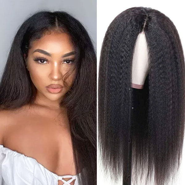 Wear & Go Pre Cut Lace 13x4 Frontal Kinky Straight Glueless Wig With With Pre Bleach Knots & Plucked Hairline - Image 5