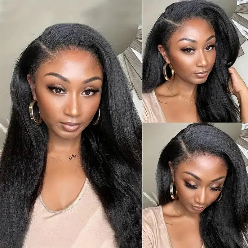 Ashimary 4C Kinky Edges Hairline 13x4 HD Lace Frontal Kinky Straight Wigs - Image 5