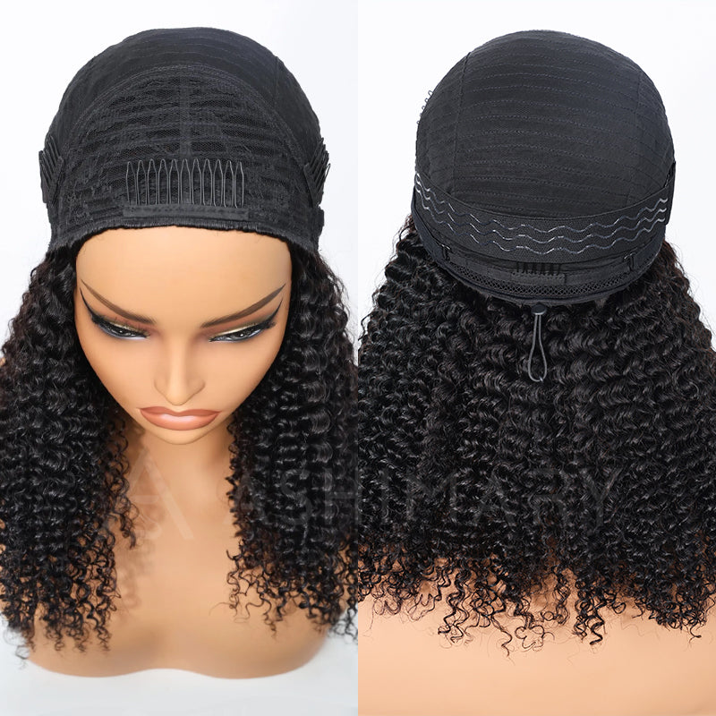 Black Brown Ombre Kinky Curly Half Wig With Drawstring Glueless Wear Go 3 in 1 Wig Beginner Friendly - Image 12