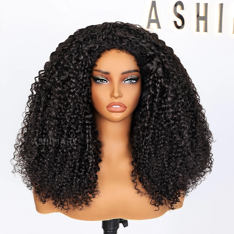 4C Edge Hairline 3.0 Half Wig with Drawstring Kinky Curly Ready To Go Wig 3 in 1 Half Wig Human Hair Affordable Wig - Image 11