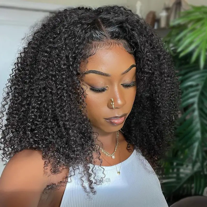 Precut Glueless Wear & Go Kinky Curly Invisible HD Lace Closure Bob Ready To Wear Wig with Pre Plucked Hairline & Bleached Knots - Image 6