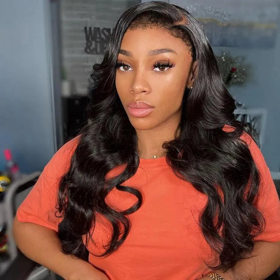 4C Edge Hairline-Body Wave 13x4 HD Invisible Lace Frontal Wigs With Kinky Edges Curly Baby Hair - Image 3