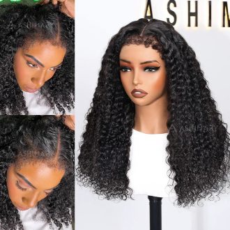 4C Edges Curly Baby Hair 13x4 HD Invisible Lace Frontal Kinky Curly Wigs Pre Bleached Knots Hair