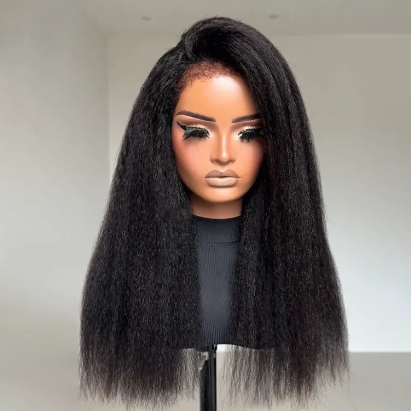 6x4.5 Lace Closure Kinky Straight Wig with Kinky Baby Hair for Black Women Glueless Natural Newborn Hairline Blend Beginner Friendly Wig - Image 11