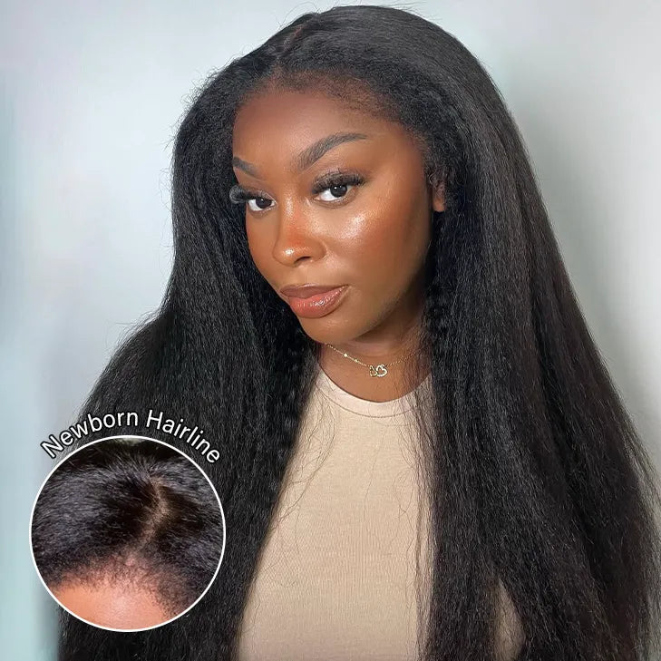 Newborn Hairline Kinky Straight Glueless 4x4 Lace Wigs Bye Bye Knots Human Hair Lace Wig - Image 2