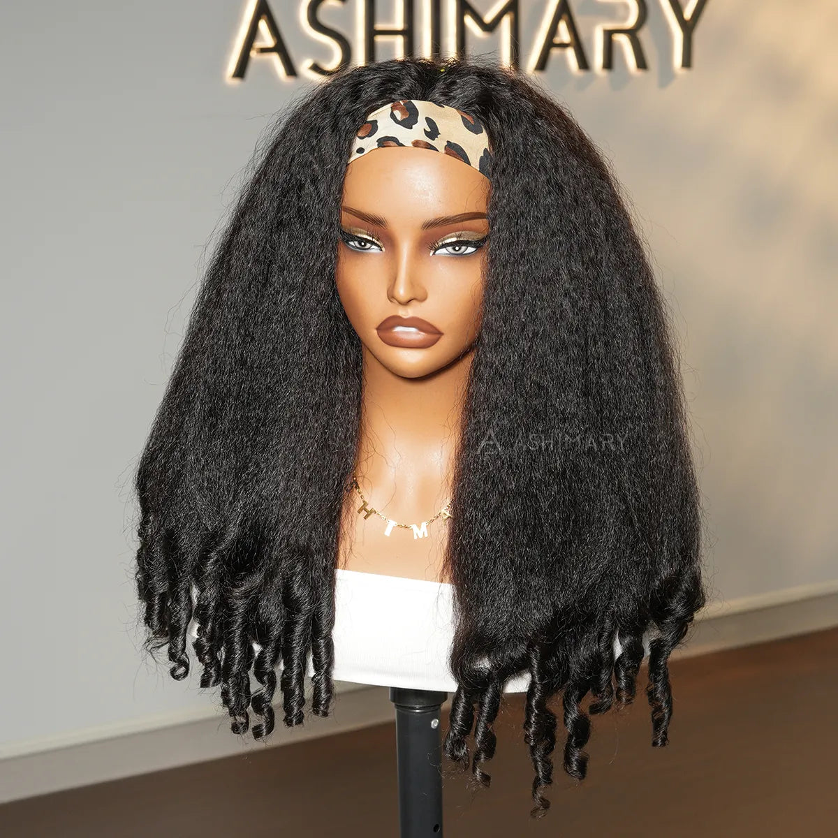 3 In 1 Half Wig Kinky Straight Hair with Spiral Curly Ends Glueless Install Half Wig With Adjustable Drawstring Flip Over Wig - Image 6