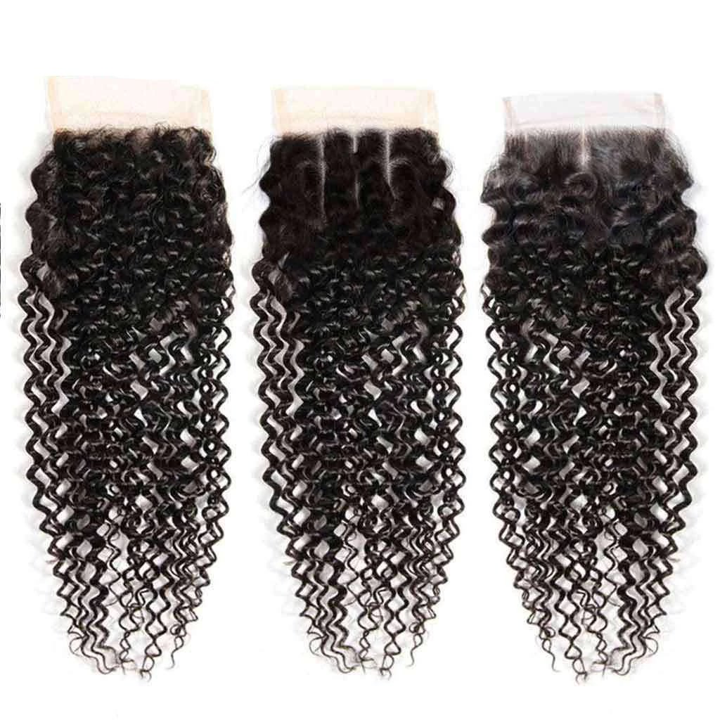 9A Kinky Curly Hair 3 Bundles with Closure Human Hair Natural Color - Image 5