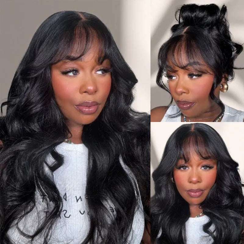 Layer Cut Body Wave With Bang 360 Invisi Strap Lace Frontal Wig Glueless Salon Hairstyles - Image 13