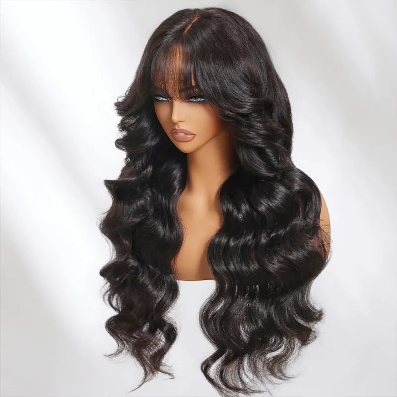 Layer Cut Body Wave With Bang 360 Invisi Strap Lace Frontal Wig Glueless Salon Hairstyles - Image 17