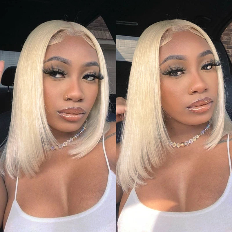 Layered Cut 613 Blonde Bob Wig 5x5 Transparent Lace Skin Melt Lightweight Fashion - Image 6
