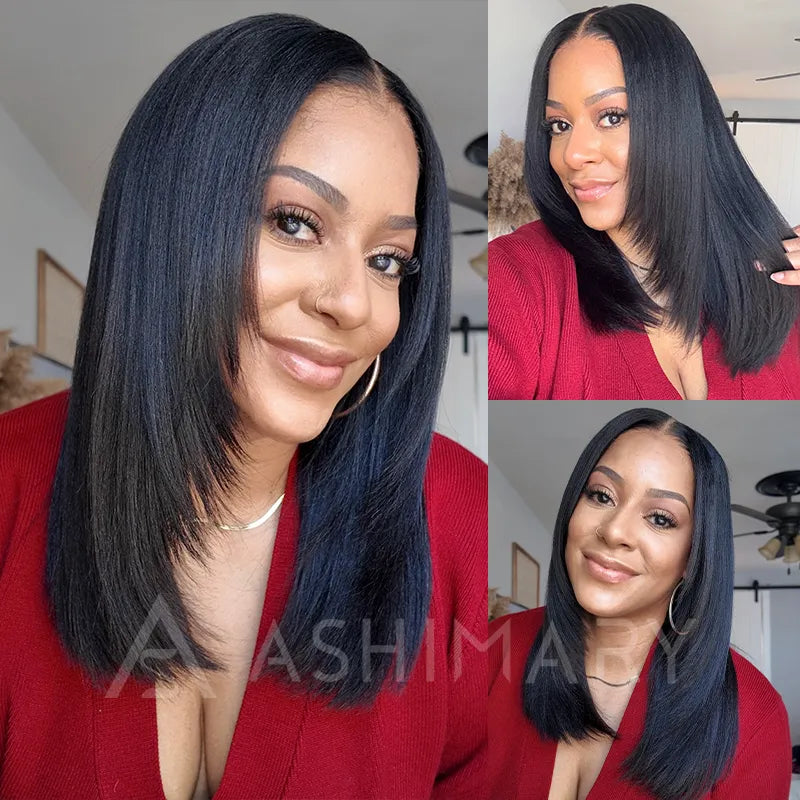 Wear Go Yaki Straight Glueless Bob Wig Pull Go Pre Cut Lace Wig Natural Human Hair Wig - Image 10