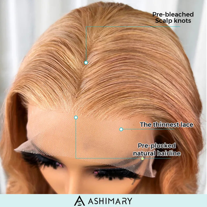 Ashimary Light Flaxen Brown Color 13x4 Lace Front Body Wave Wig - Image 10