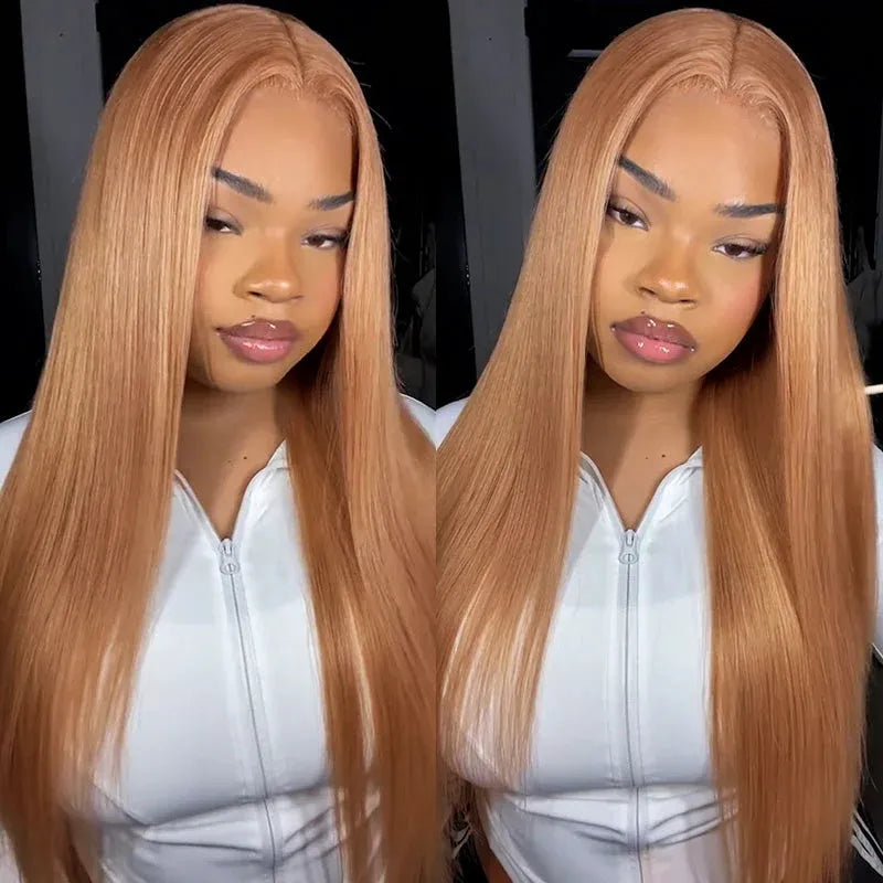 Ashimary Light Flaxen Brown Color 13x4 Lace Front Straight Wig Pre-plucked Human Hair - Image 3