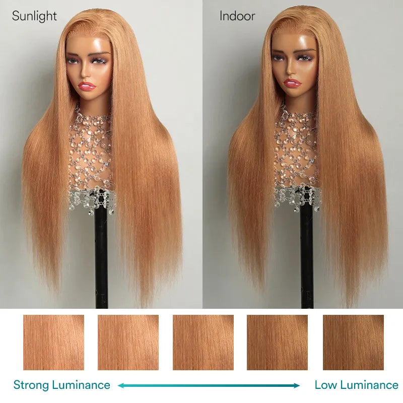 Ashimary Light Flaxen Brown Color 13x4 Lace Front Straight Wig Pre-plucked Human Hair - Image 8
