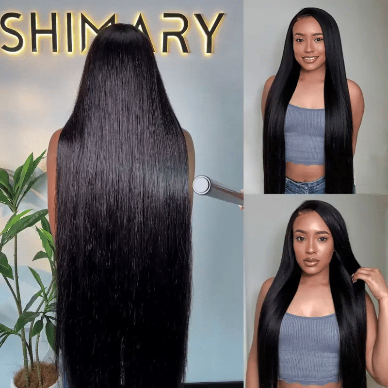 40 Inch Silky Straight Lace Wig Glueless and Sleek Natural Black 100% Human Hair Long Length
