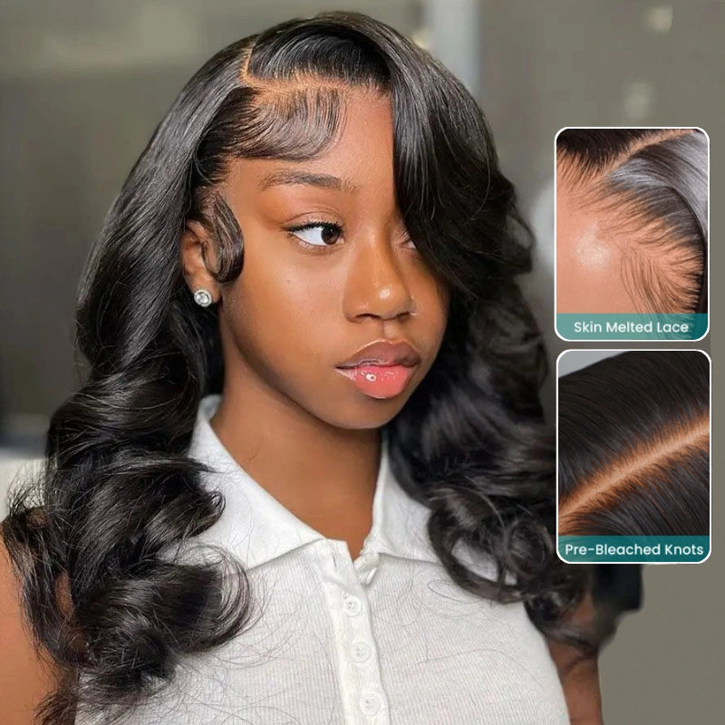 Low Maintenance Body Wave Wear & Go Pre-cut HD Lace Ready to Wear Bob Wig with Pre Plucked Hairline & Bleached Knots - Image 11