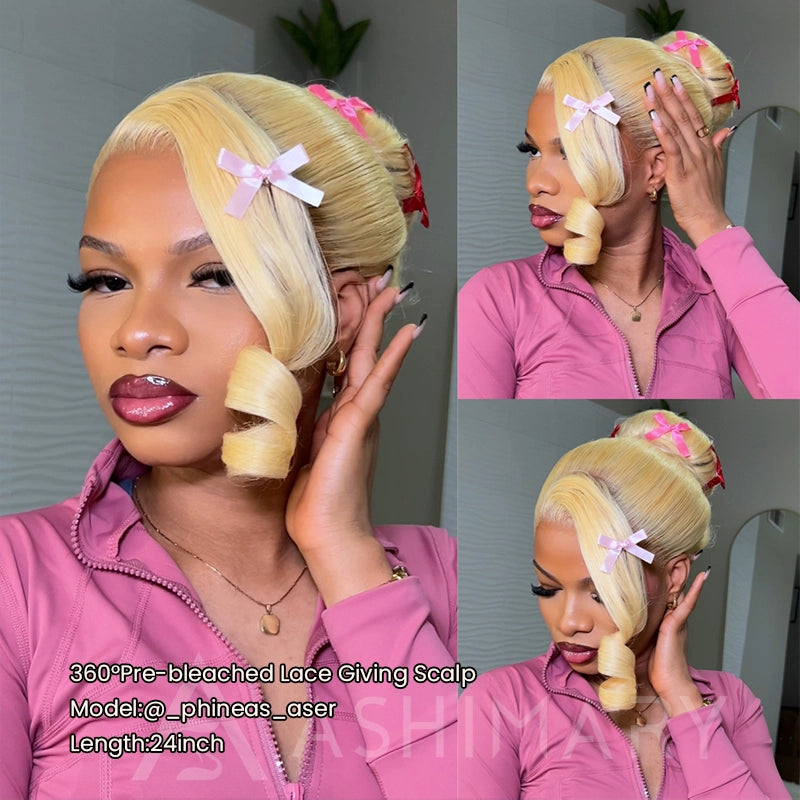 Ashimary Upgrade 360 Skin Lace Frontal with Invisi Strap Blonde 613 Body Wave Glueless Wig No Gel Needed Breathable Human Hair wig - Image 2