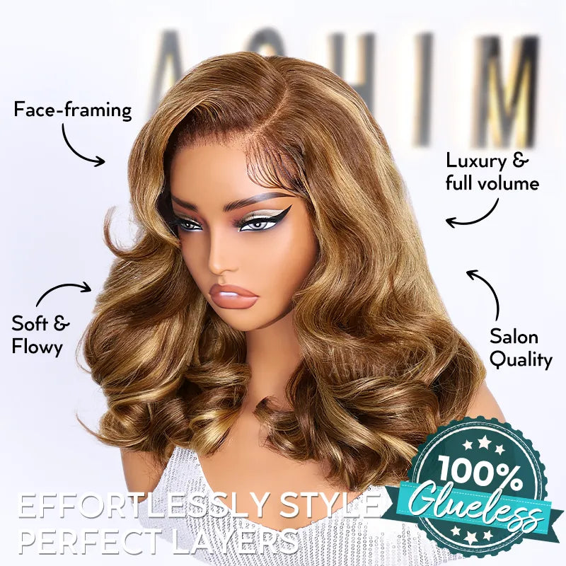 Blonde Highlight Pre-Styled Body Wave Ready To Go Glueless Layer Wavy Bob Wig With Baby Hair - Image 8