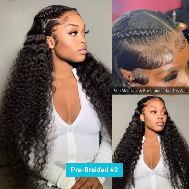 Pre-Braided Styles 10x6 Parting Max Pre Cut Transparent Lace Frontal Glueless Wig Put On & Go Human Hair - Image 3