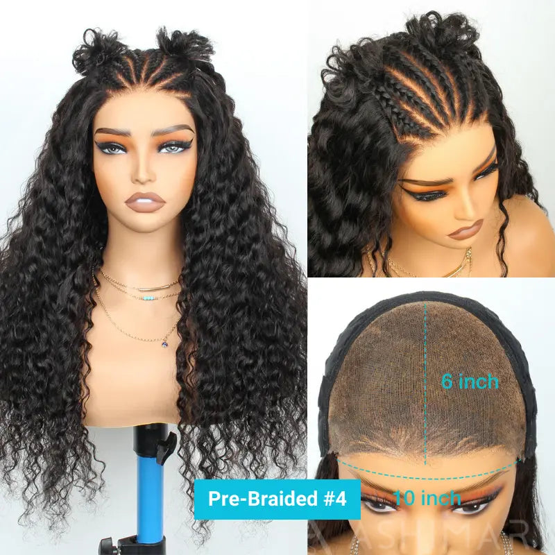 Pre-Braided Styles 10x6 Parting Max Pre Cut Transparent Lace Frontal Glueless Wig Put On & Go Human Hair - Image 5